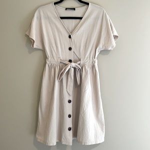 button up mini dress with bow